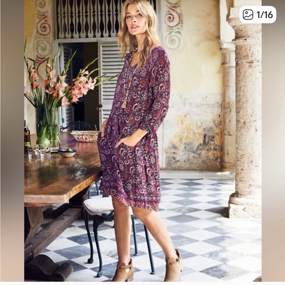 Garnet Hill Dresses & Skirts - Garnet Hill Burgandy Bohemian dress. Size 16.